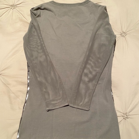 Armani Exchange Sequin Top with Mesh Sleeve - Picture 4 of 4
